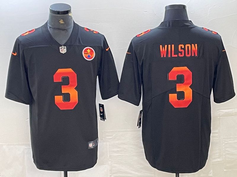 Men Pittsburgh Steelers 3 Wilson 2024 Nike Black red Rainbow Limited NFL Jersey